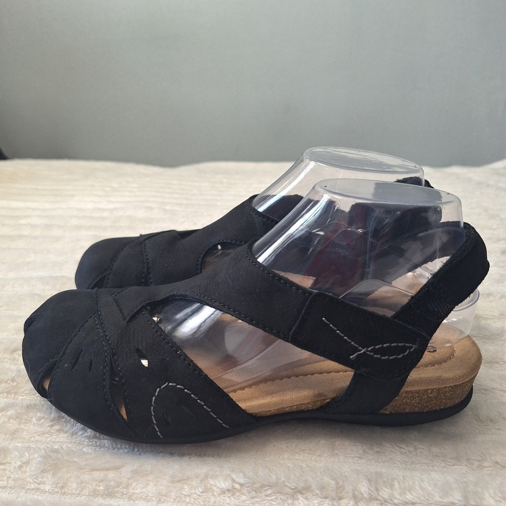 Earth Origins Etbirdine Suede Leather Slingback Sandals Womens 7M Black Granola - Picture 4 of 10